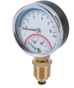 China 0-10bar Bourdon Tube Pressure Gauge 63mm 80mm  0-120C on sale