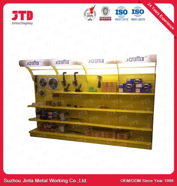Cheap Yellow Power Tools Display Rack Stand 1800mm With Light Box for sale