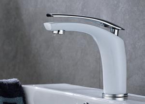 China ROVATE Single Handle Bathroom Faucet , Modern Bathroom Faucets White Painting on sale