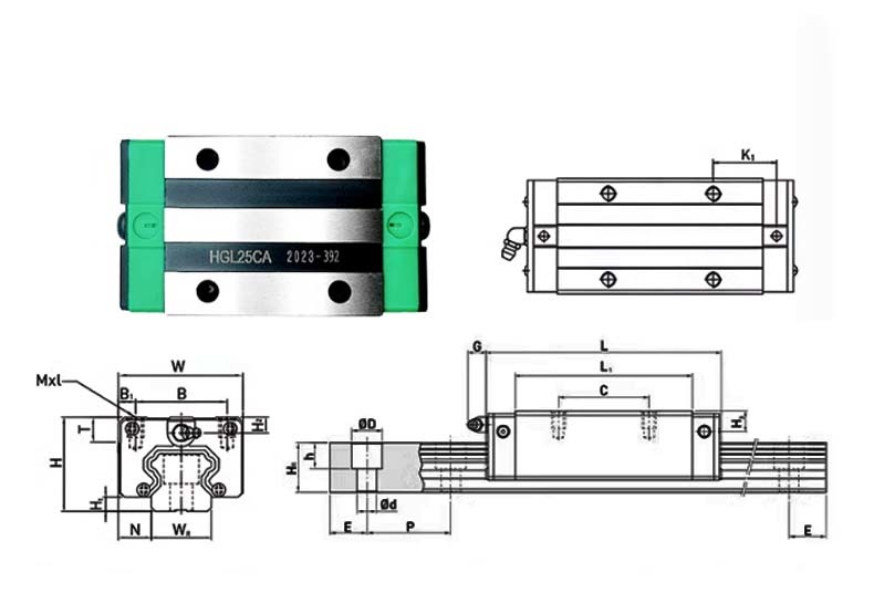 OEM Standard Production Linear guide HGL45CA Testing Equipment Linear Guide