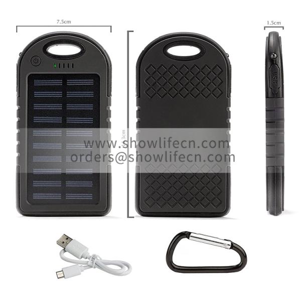 5V2.1A 4000mAh Carabiner Keychain Solar Power Banks