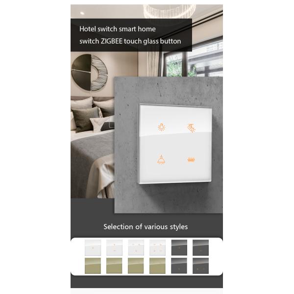 Glass Panel Zigbee Wireless Switch Tuya App White / Grey / Champagne Color