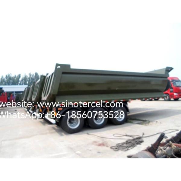 3 Axle Hydraulic Dump Tipper Semi Trailer U Type Time Saving Convenient Army Green