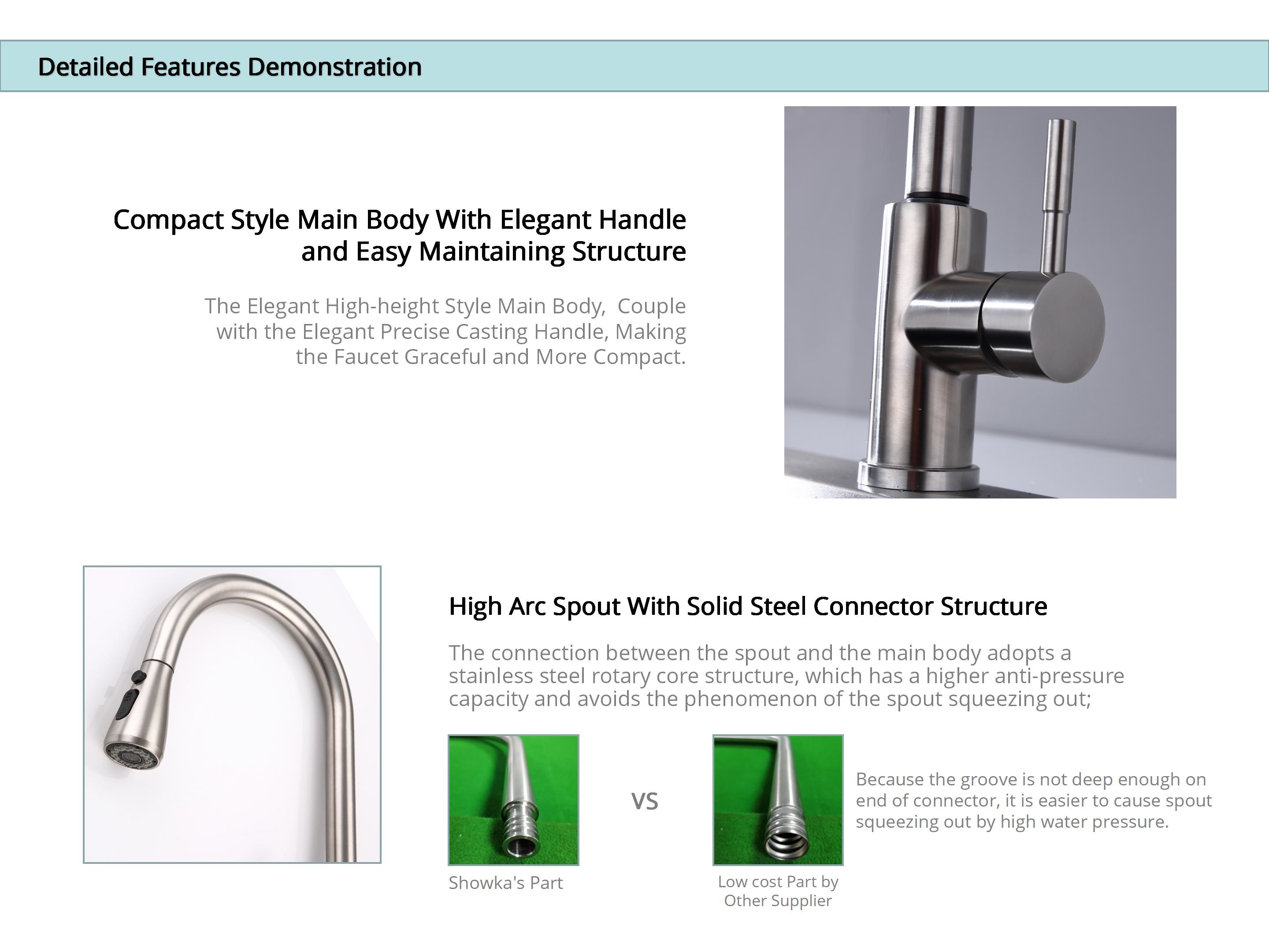 Single Hole High Arc Kitchen Faucet Mixer 360 Degree Rotating Spout IPX5