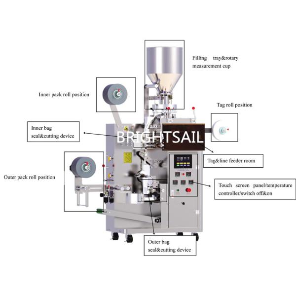 500 Kg Medicinal Tea Powder Packing Machine Trilateral Sealing