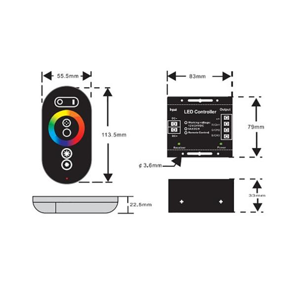 18A Touch Screen LED RGB Strip RF Controller For LED Strip Light