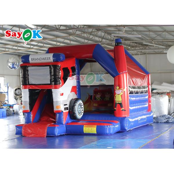 Commercial Inflatable Bouncy Castle Fire Truck Inflatable Bounce House With Slide