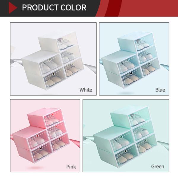 Durable Transparent Shoe Box Organizer , One Side Door Shoebox Plastic Storage