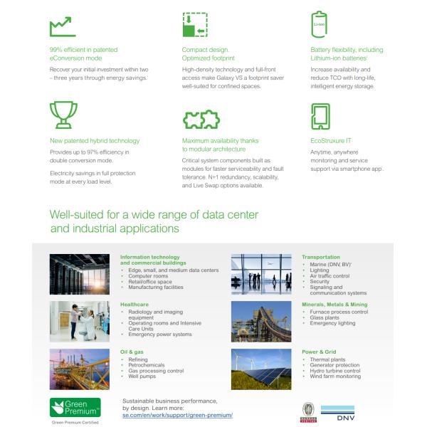 APC Data Center And Facility 3 Phase UPS Galaxy VS UPS 40kW 400V For External Batteries
