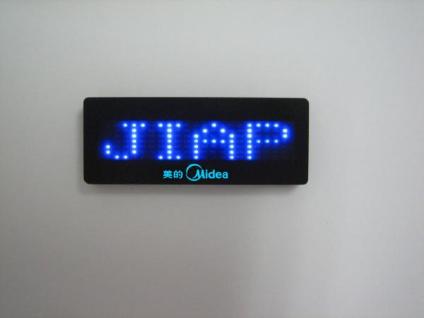 Cheap Blue light led name badge, Mini Scrolling led message badge for sale