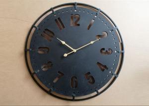 China Home Decor Black Round Hollow Carved Wall Clock on sale