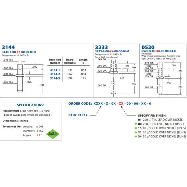 CIRC 0.062DIA GOLD PC Pin Connectors Terminal 3144-2-00-15-00-00-08-0