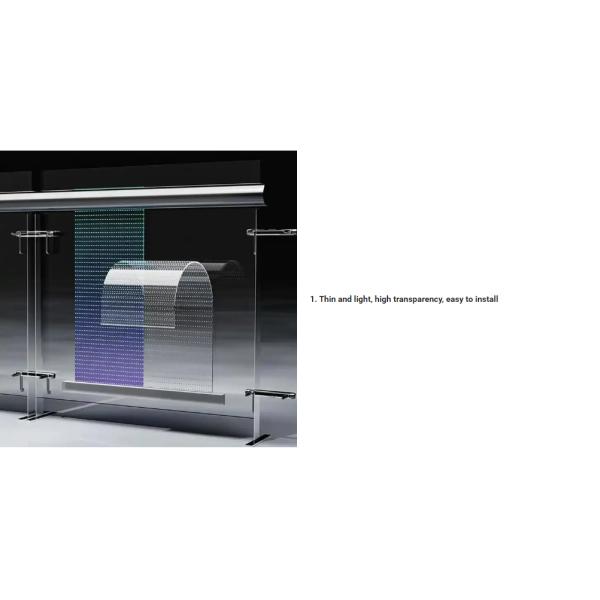 P6 Adhesive LED Film Display High Transparancy 72% 3mm Thickness With Rear Service