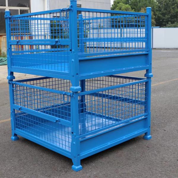 Grid Material Metal Pallet Crate Folding Mesh Container Customized