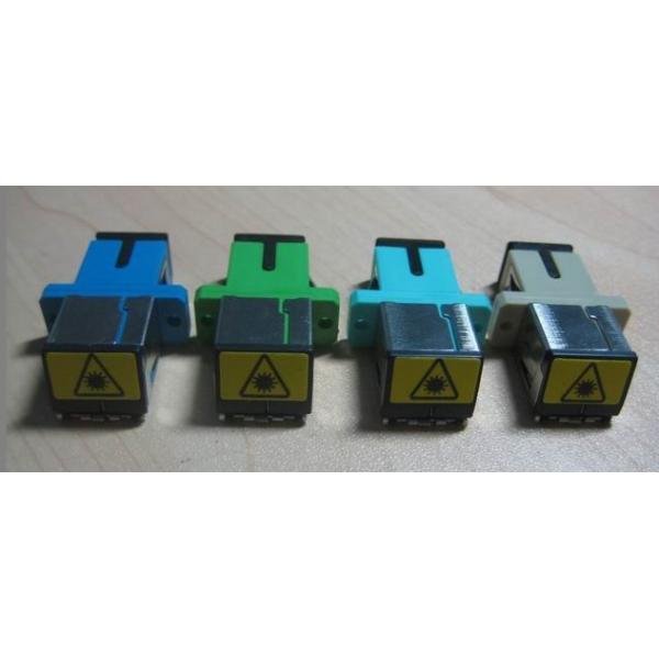 SC Duplex Fiber Optic Adapter Ceramic Sleeve With Separate Metal Shutter Cap