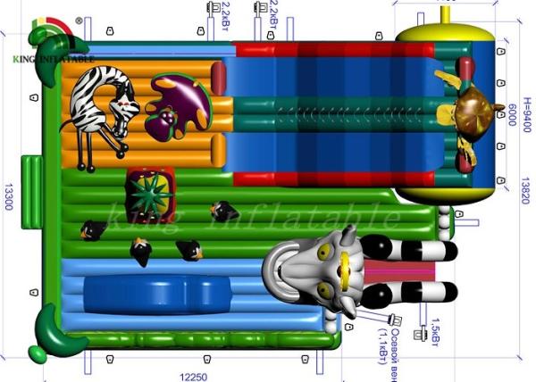 Cheap Children Jungle Theme Inflatable Amusement Park With 2 Years Warranty for sale