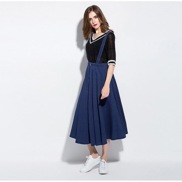 Stunning modern style bandage long length denim skirts1