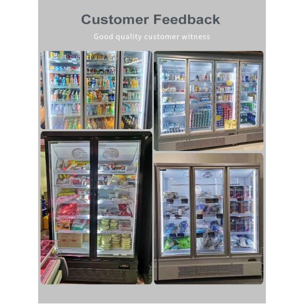 Customization Commercial Display Freezer Multi Glass Door Bottom Mount