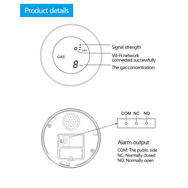 Home Alarm System Wi-Fi Tuya Led Digital Alarm Leak Detector Gas Sensor Gas Leak Detector