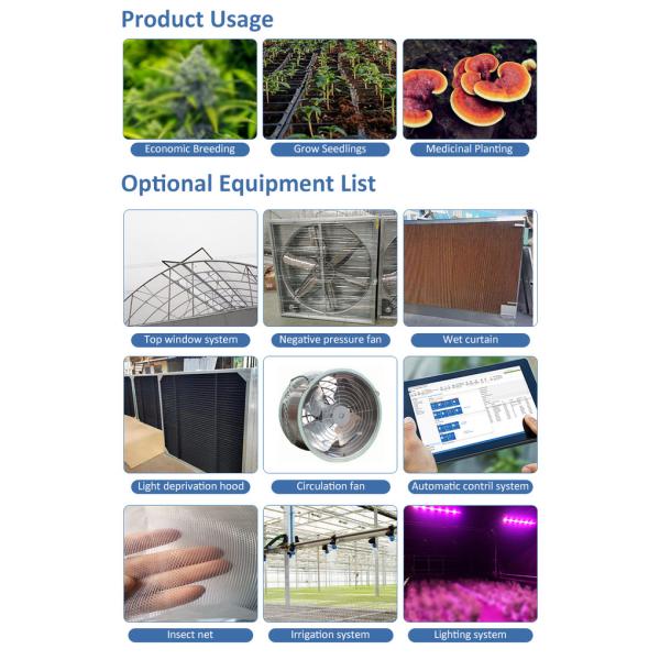 Easy Install Temperature Humidity Control Single Span Black Out Light Deprivation Greenhouse