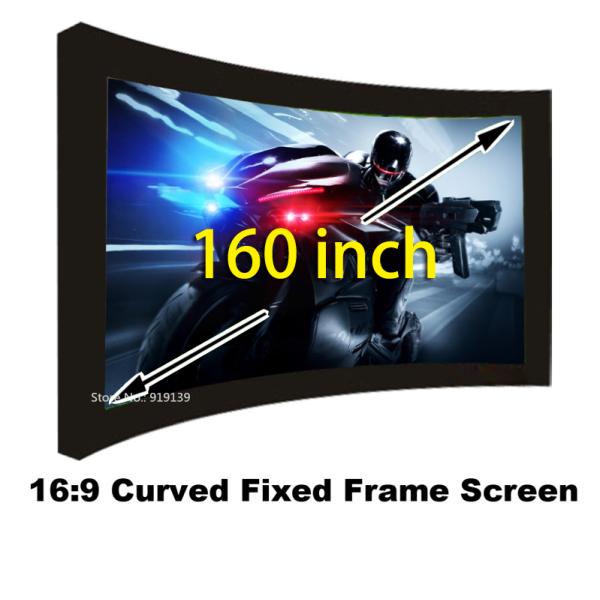 Amazing Picture Screen 160 Inch Curved Fixed Frame Projector Screens 16:9 Scale Support 3D
