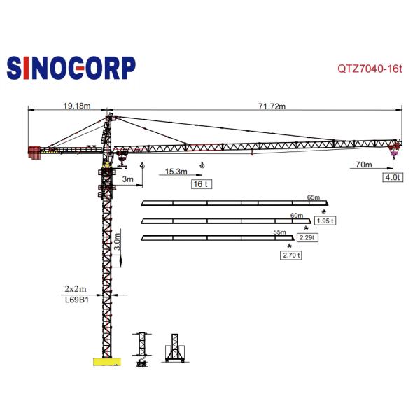 16T hammer head Tower Crane 90m/min