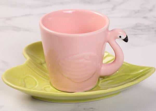 Cheap Hotel Stain Resistant 130ml Plate Flamingo Tea Set for sale