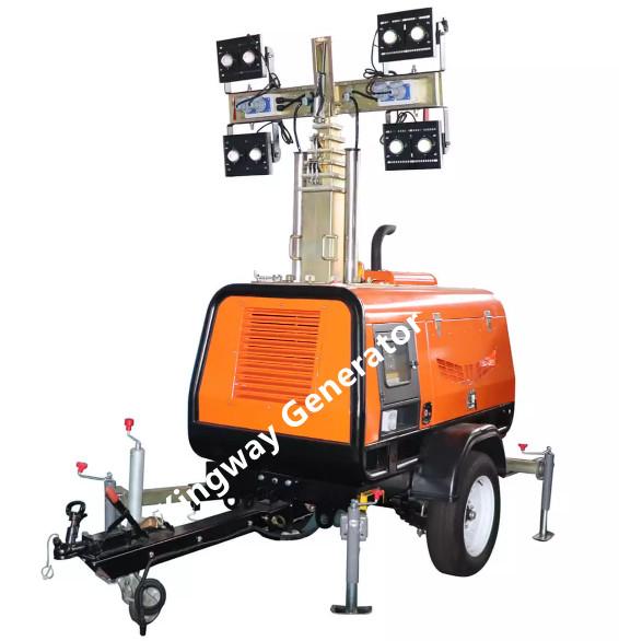 Cheap Outdoor Diesel Generator Light Tower Vehicle Mounted With 4 Lamps with 7m mast for sale