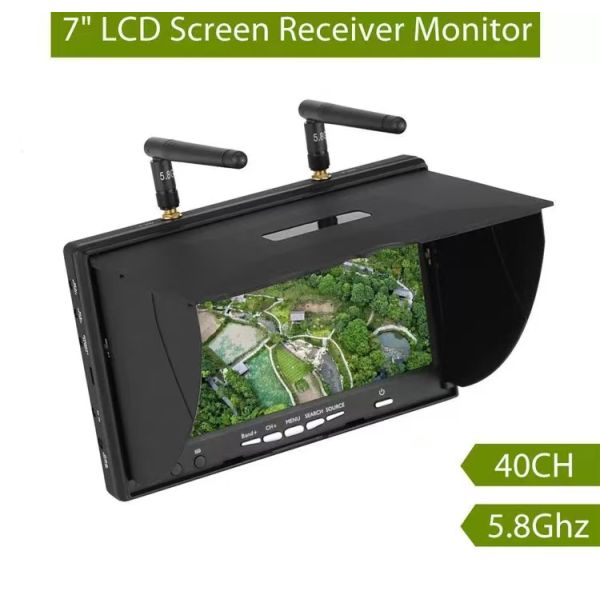 7-Inch LCD5802D 5.8G 40CH FPV Monitor for Multicopters Drones 800x480 Accessory DVR 2.4Ghz Built-in Battery Charger Included