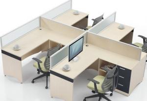 China Commercial Office Furniture Partitions For Four People / Wood Computer Desks Office Cabin Partition on sale