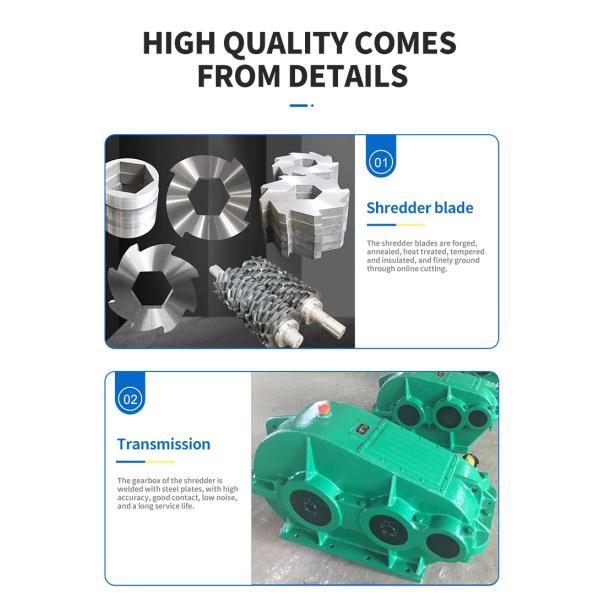 Customized Scrap Heavy Melting PVC HDPE PP PET Dual Shaft Shredder with Single Motor