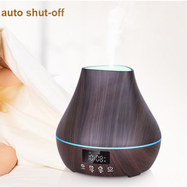 Touch Control 400ml Wood Grain Aromatherapy Diffuser With Clock