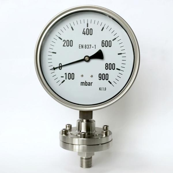 Cheap 160mm Dial Pressure Gauge Diaphragm Seal 100 Mbar 900 Mbar Radial for sale