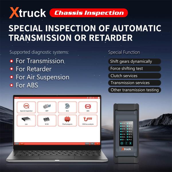 XTRUCK Chassis Diagnostic Tool for ZF Eaton FAST SINOTRUCK Transmission 3.28 inch Screen