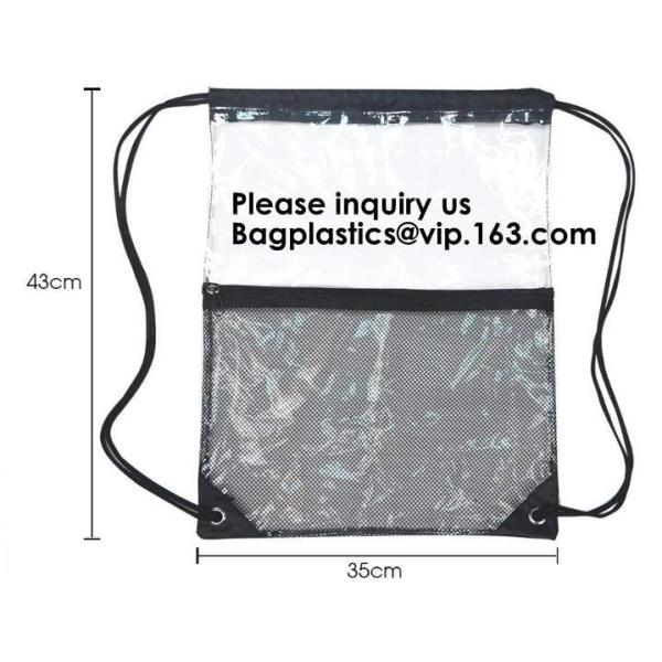 OEM Design Promotion PVC Drawstring GYM Bag,Clear PVC Drawstring Bag With Gold String Promotional Reflective Plastic PVC