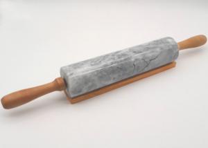 China Deluxe Marble Pastry Rolling Pin Polished With Wood Handles / Cradle on sale