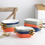 Salad Lasagna Rectangular Ceramic Baking Dish With Handle Multifunctional