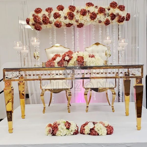 Luxury Square Dining Tables with Stainless Steel Frame & Crystal Decor for Weddings Hotels-for Elegant Events