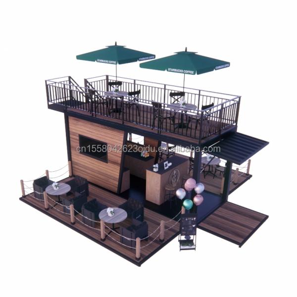 40ft Modern Prefabricated Double-Story Coffee Bar Restaurant Fast-Food Shop Tiny Mini Movable Outdoor Combined Container
