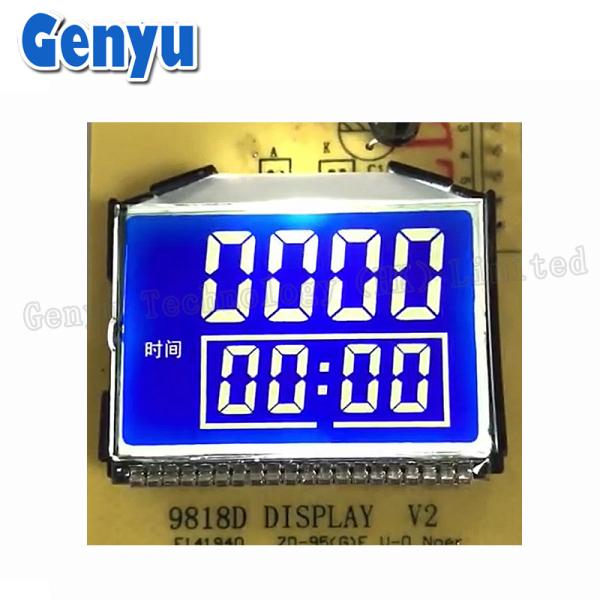 Cheap Custom STN Segmented LCD Display Blue Background White Digits For Mixer Machine for sale