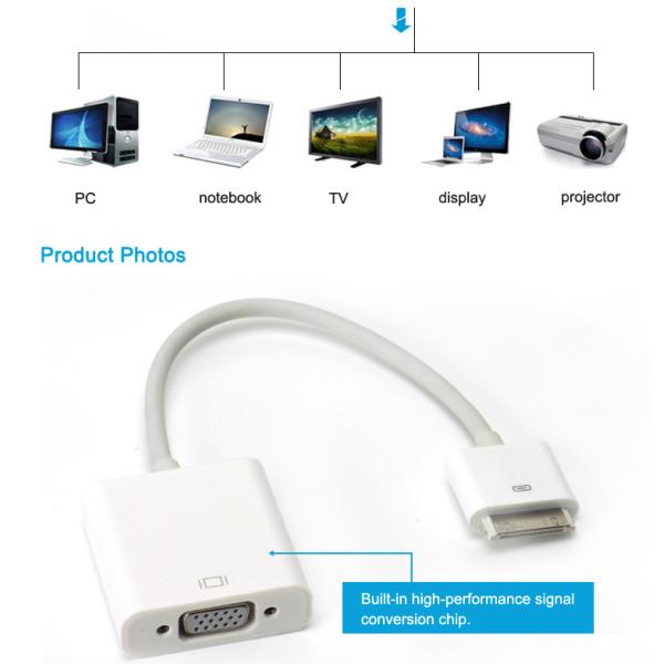 White Twisted Pair Apple Digital AV Adapter To VGA ROSH CE Certification