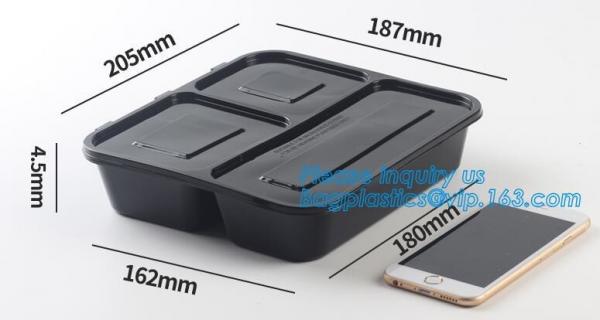 bpa free stackable take away leakproof black 2 compartment plastic microwave meal prep containers food bento box for kid