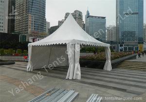 Transparent Soft Fabric Window High Peak Tents on the Concrete Ground