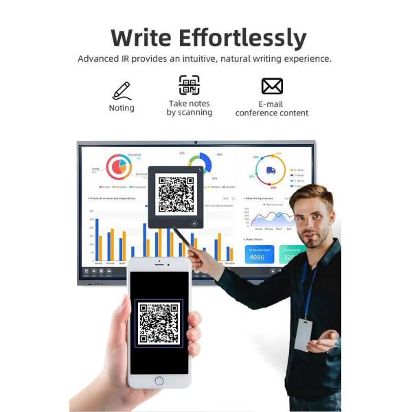 65 Inch 4K Screen Panels Interactive Touch Screen Whiteboard with 178° H/V Viewing Angle for Smart Education