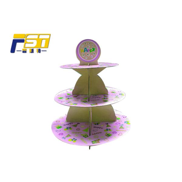 Eco - Friendly Cardboard Cupcake Tower Stand 3 Layers CMYK Printing With Art Paper