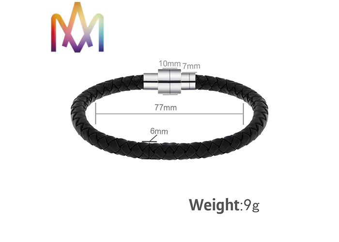 6mm Thickness Leather Engraved Magnetic Buckle Bracelet