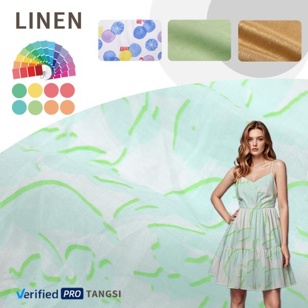 Light 100% Ramie Fabric Custom Digital Print Summer Ramie for Garments for Costumes Accessories Dress and Shirts