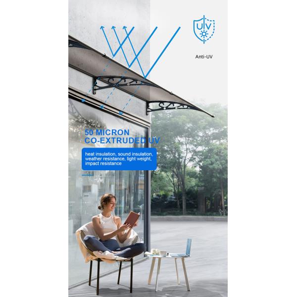 Transparent Polycarbonate Window Door Awning , Clear Polycarbonate Roof Canopy