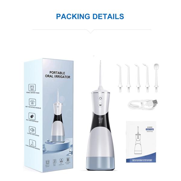 Type C Rechargeable Oral Water Flosser 6 Working Modes 350ML