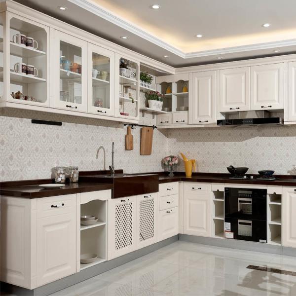 Cheap E1 Solid Wood Kitchen Cabinets Solid Wood Base Cabinets Artificial Stone for sale